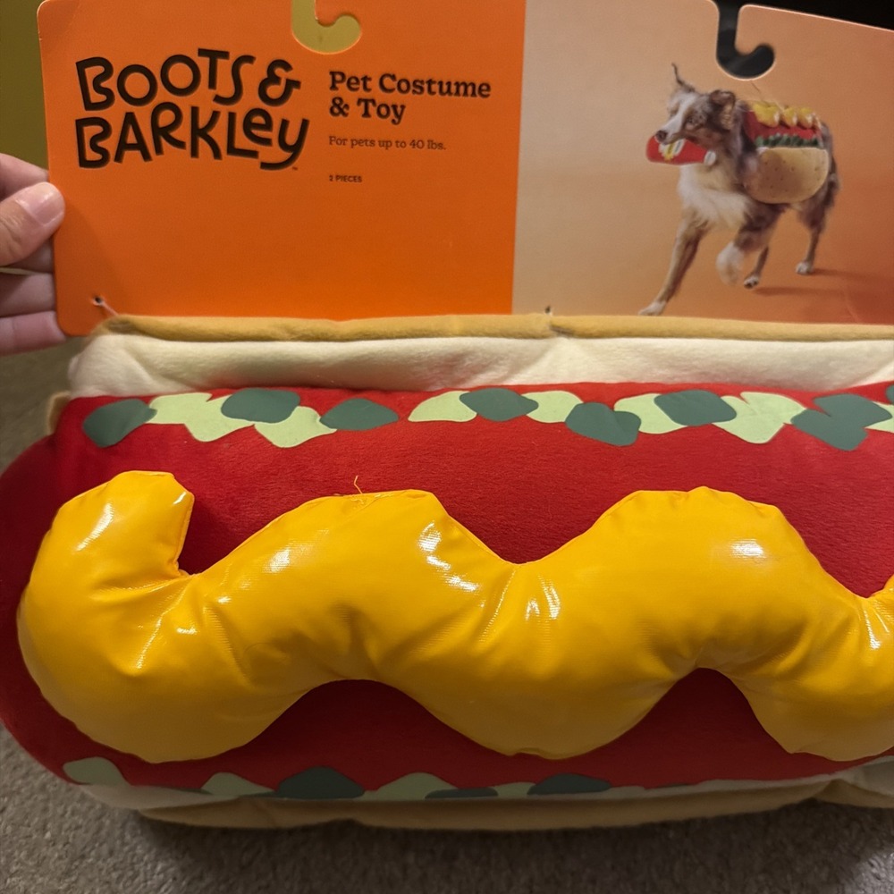 Boots & Barkley Hot Dog Dog Costume Size Medium Polyester Tan Red Yellow Toy - Picture 2 of 10